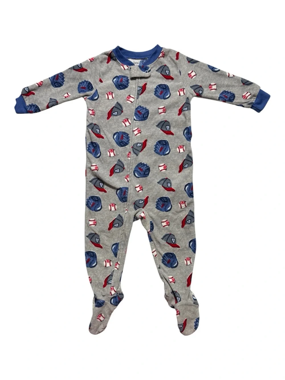 Carter's Gray Baseball Print Footie Pajamas Size 18 Months